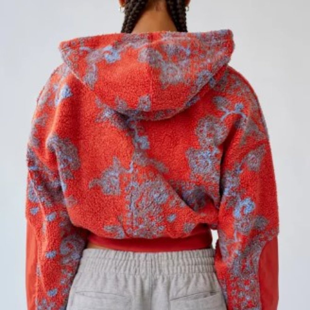 UO BDG Like New Sherpa Forest Zip Crop Hoodie Jacket XS - Picture 3 of 11